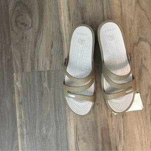 NWT CROCS Tan Double Strap Sandals
